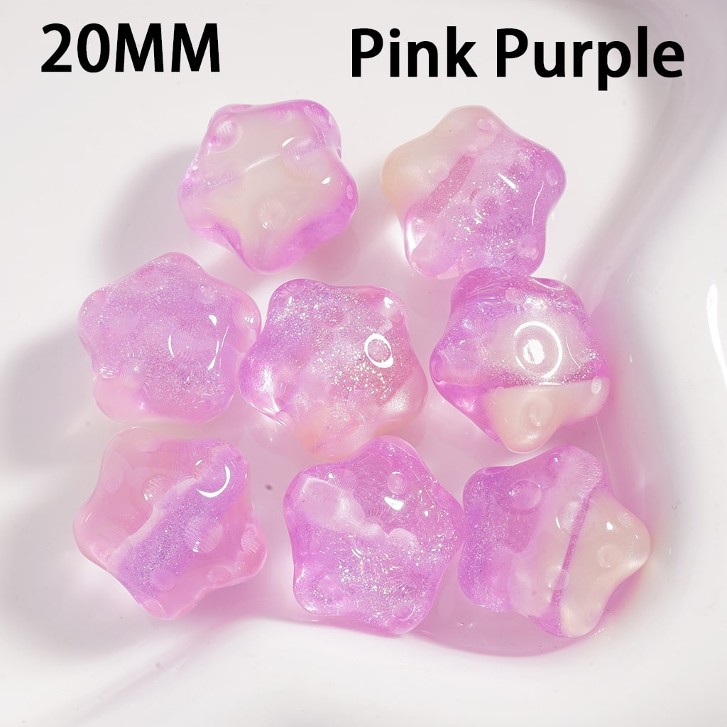 Star Shape with Meteor Crater Design Glitter Acrylic Beads  Double Color  20MM  Single Color Available in 100pcs Whole Bag Only