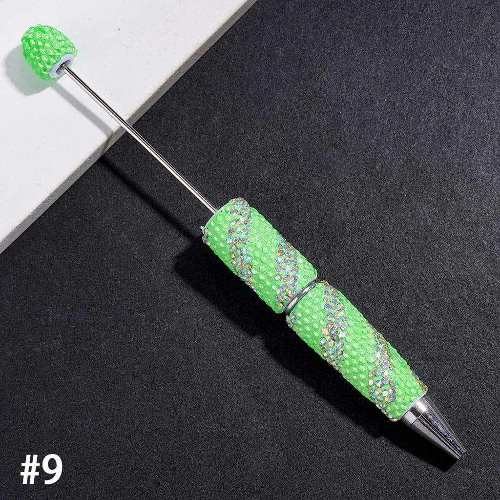 Elegant Oblique Stripe Double-Color Sparkling Rhinestone Covered Design Beadable Clay Pen, Multicolor