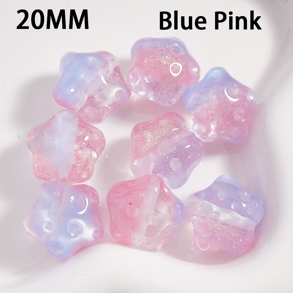 Star Shape with Meteor Crater Design Glitter Acrylic Beads  Double Color  20MM  Single Color Available in 100pcs Whole Bag Only