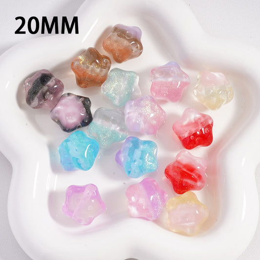 Star Shape with Meteor Crater Design Glitter Acrylic Beads  Double Color  20MM  Single Color Available in 100pcs Whole Bag Only