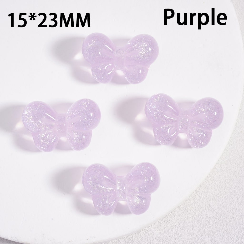 Shiny Glitter Acrylic Beads Bowknot Shape Solid Color 15*23MM (Single Color is available for 200pcs(Whole Bag) Only)