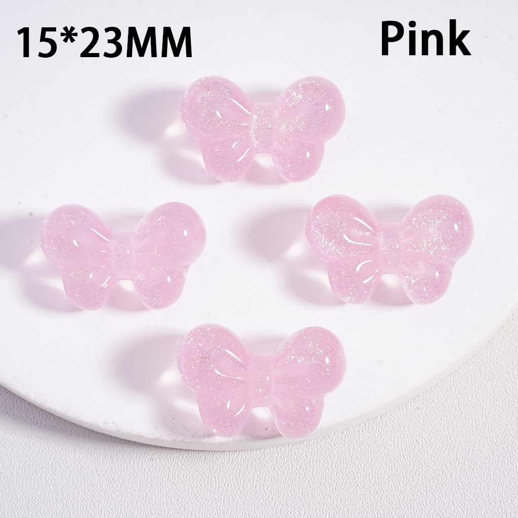 Shiny Glitter Acrylic Beads Bowknot Shape Solid Color 15*23MM (Single Color is available for 200pcs(Whole Bag) Only)