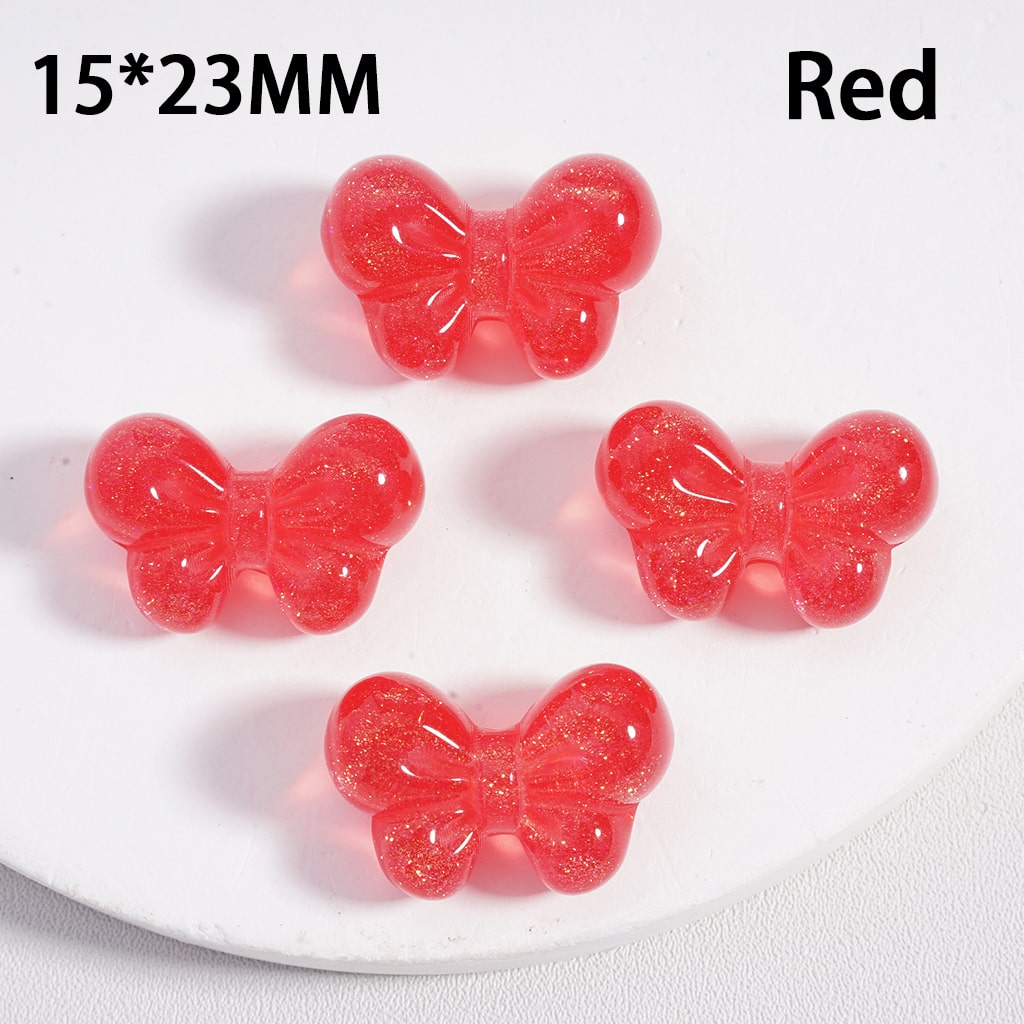 Shiny Glitter Acrylic Beads Bowknot Shape Solid Color 15*23MM (Single Color is available for 200pcs(Whole Bag) Only)