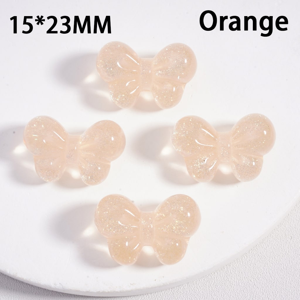 Shiny Glitter Acrylic Beads Bowknot Shape Solid Color 15*23MM (Single Color is available for 200pcs(Whole Bag) Only)