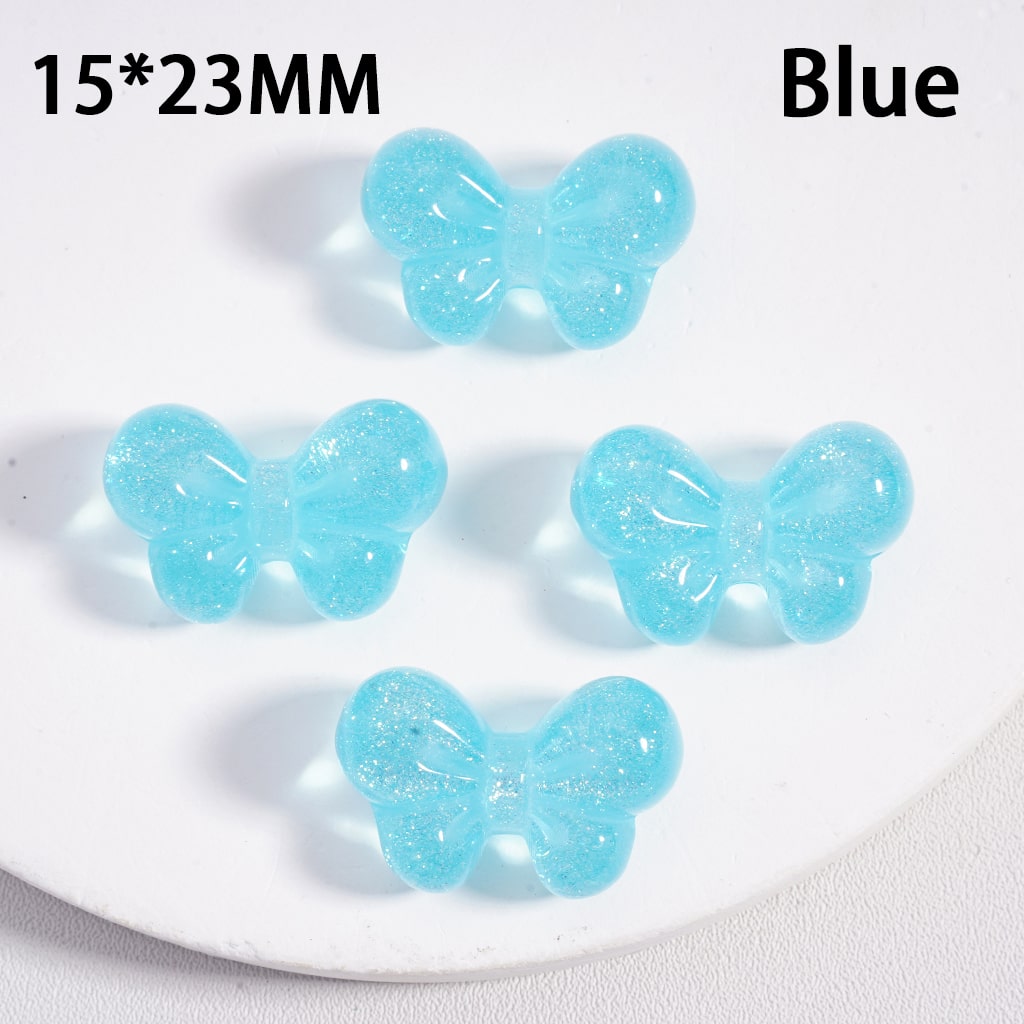 Shiny Glitter Acrylic Beads Bowknot Shape Solid Color 15*23MM (Single Color is available for 200pcs(Whole Bag) Only)