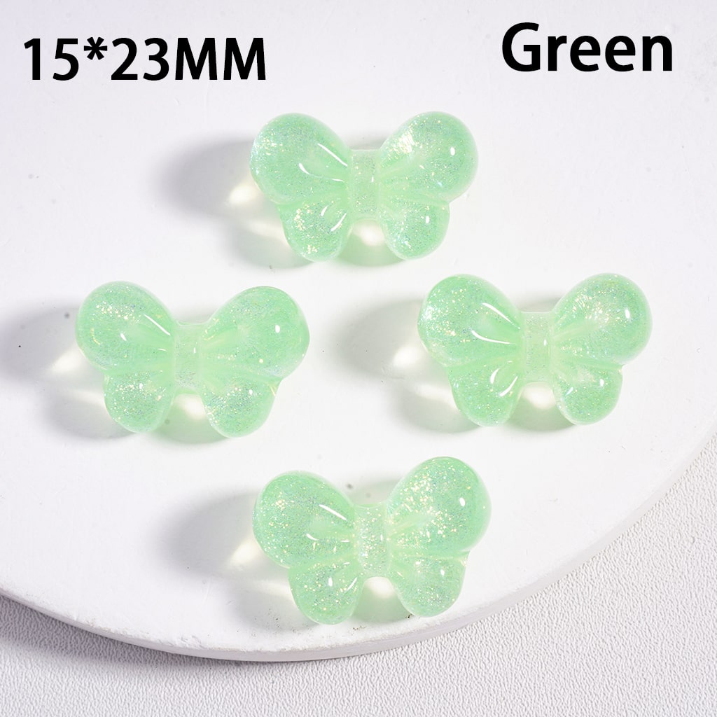 Shiny Glitter Acrylic Beads Bowknot Shape Solid Color 15*23MM (Single Color is available for 200pcs(Whole Bag) Only)