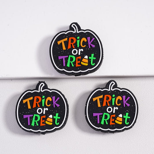 Trick or Treat Design Spooky Pumpkin Halloween Special Silicone Focal Beads