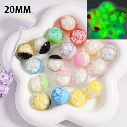 Glowing Glitter Multi Color Luminous Lotus Flower Acrylic Beads 20mm Random Mix