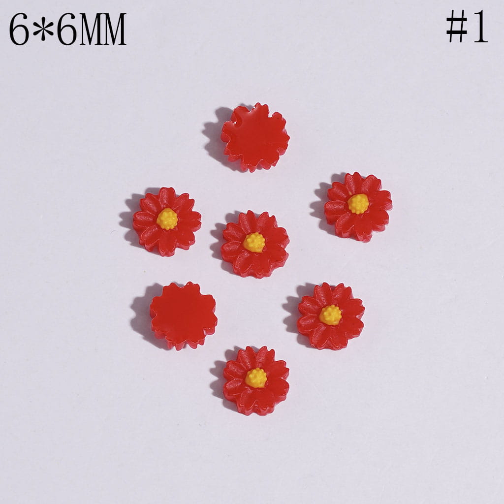 Mini Bright Bloom Flower Shapes for Bead Jewelry Accessories, 6*6MM, Multicolor