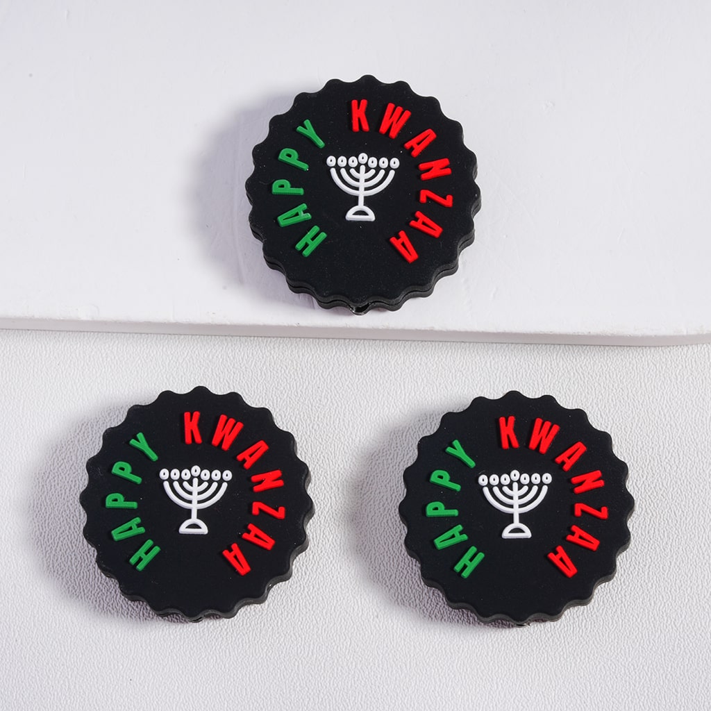 Festive Kwanzaa Celebration Silicone Beads Drum, Candles, Unity Cup & Gift Designs