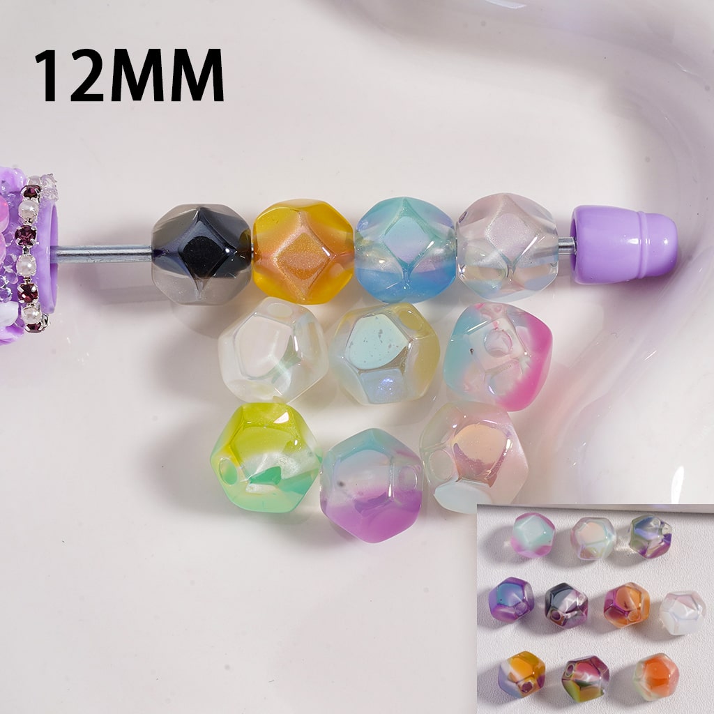 PrismGlow UV Multi-Faceted Color-Changing 12MM, Random Mix Acrylic Beads