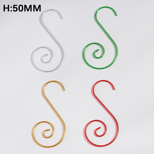 Metal Ornament Hooks S-Shaped Swirl Hangers Multi-Color 50MM Length