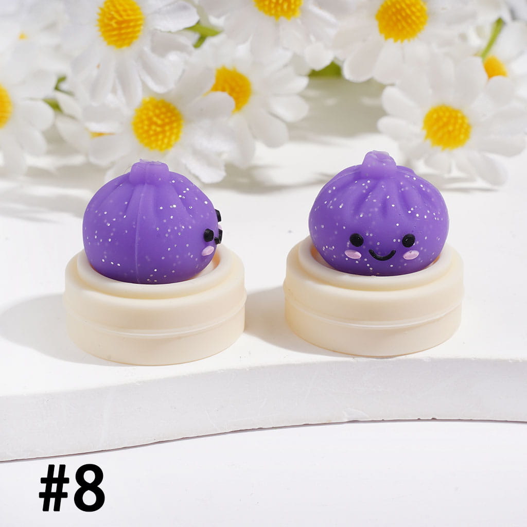 3D Smiling Dumpling with Silver Glitter on Steamer Basket Silicone Focal Beads Multi Colors