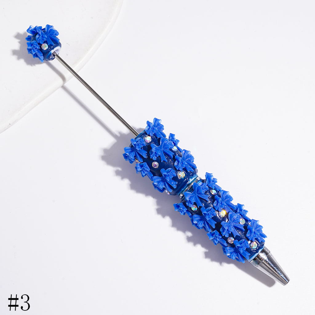 Beadable Clay Pens with Double Layered Bowtie and AB Rhinestones, Multi-Color