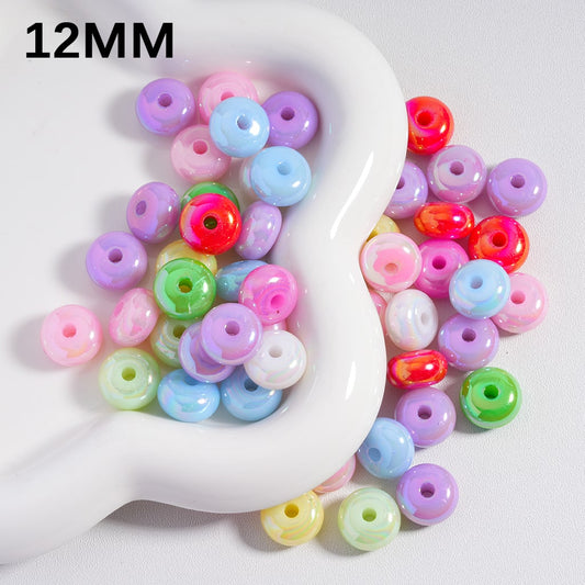 Glossy Wheel Acrylic Beads Solid Colors 12MM Random Mix