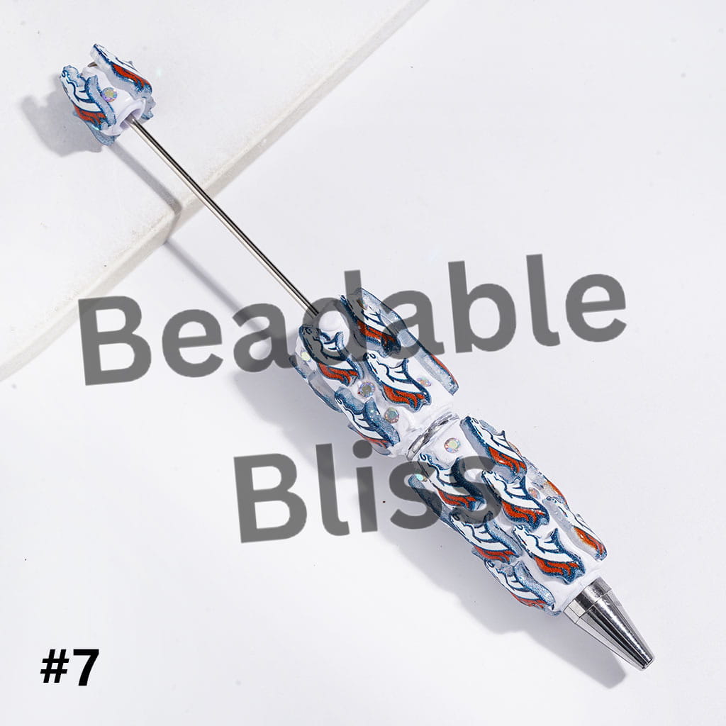 Beadable Clay Pens with American Baseball and Football Team Series and AB Rhinestones