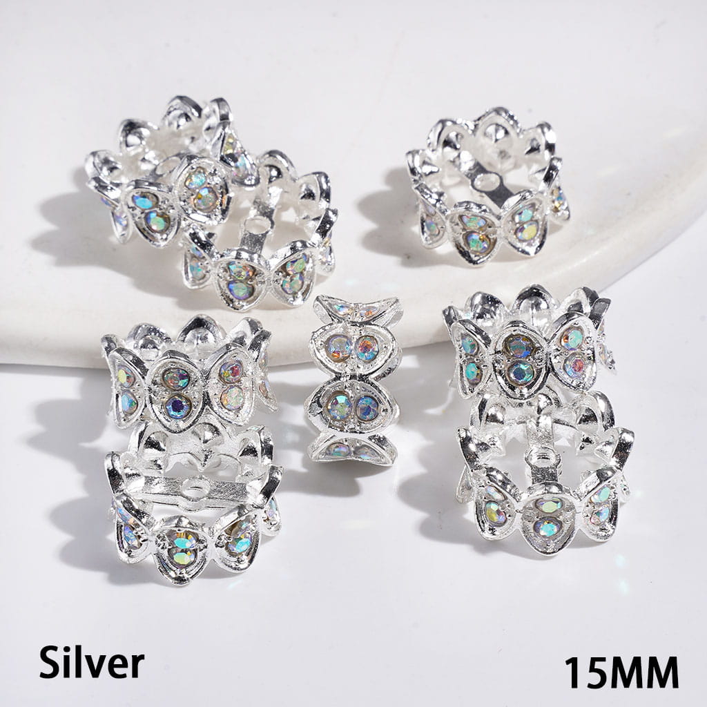 Elegant Crown Design with Sparkling AB Rhinestones Metal Spacer Beads, 15MM, Multicolor, Fits 14MM Beads
