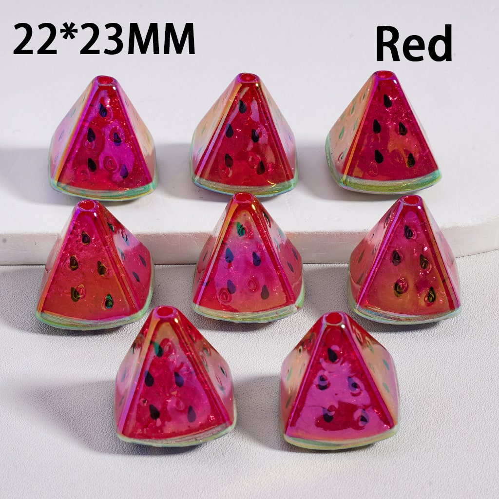 UV Coated Juicy Sweet Slice Watermelon Acrylic Beads 22*23MM