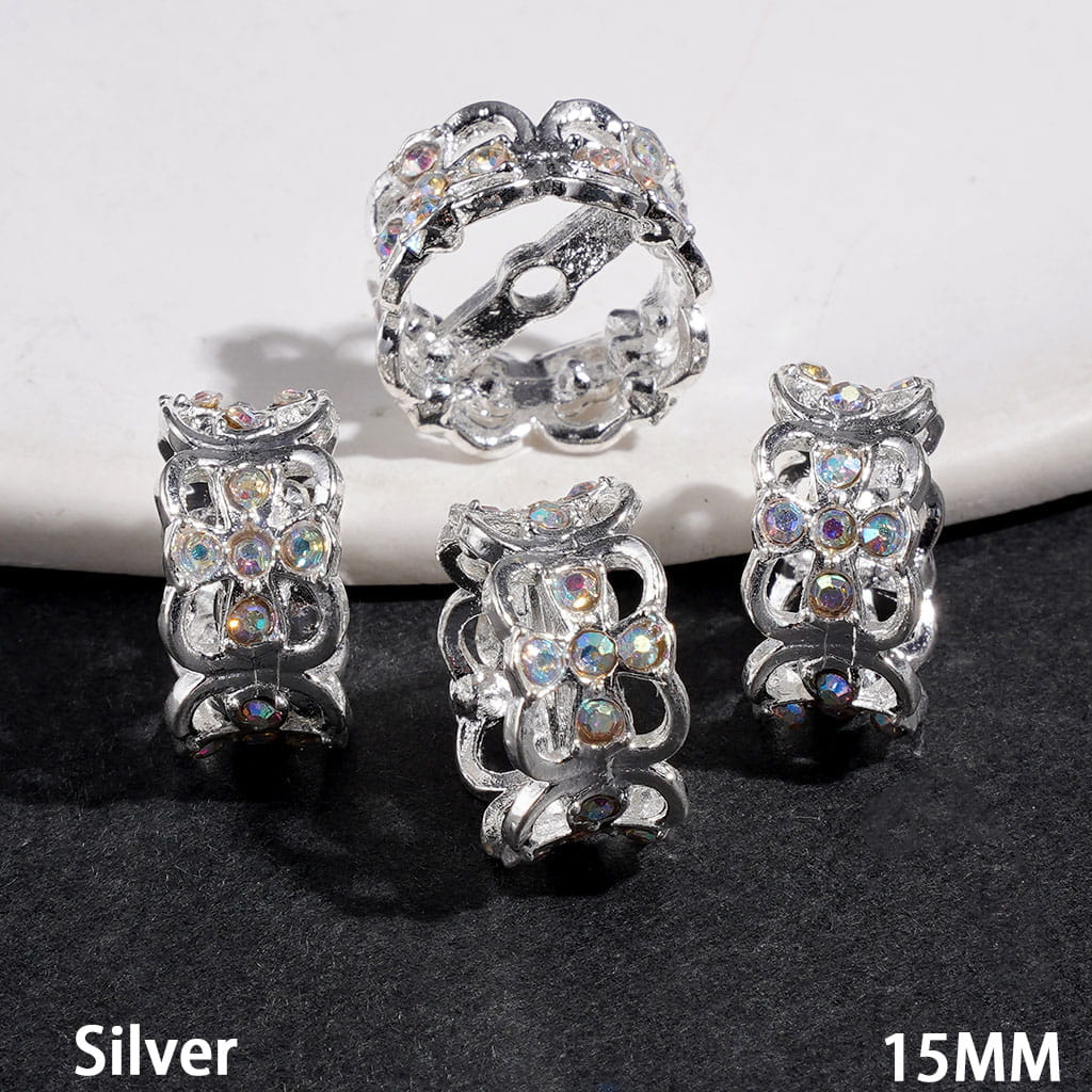 Lucky Four-Leaf Clover with Sparkling AB Rhinestones Metal Bead Cap Cages, 15MM, Multicolor, Fits 14MM Beads