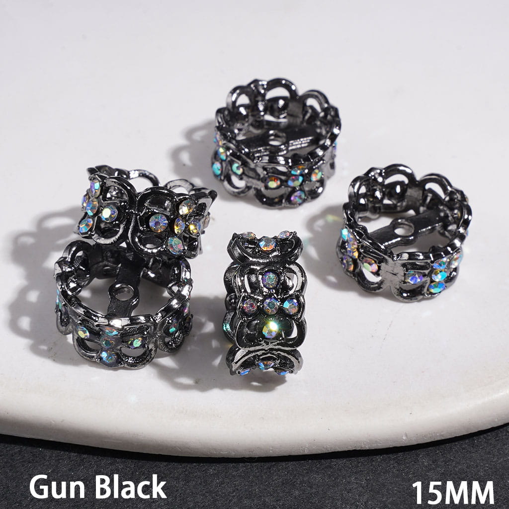 Lucky Four-Leaf Clover with Sparkling AB Rhinestones Metal Bead Cap Cages, 15MM, Multicolor, Fits 14MM Beads
