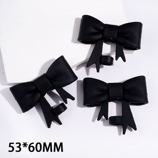 Black Bow Ribbon with Tails Food-Grade Silicone Straw Topper for Cups & Tumblers, 53*60MM