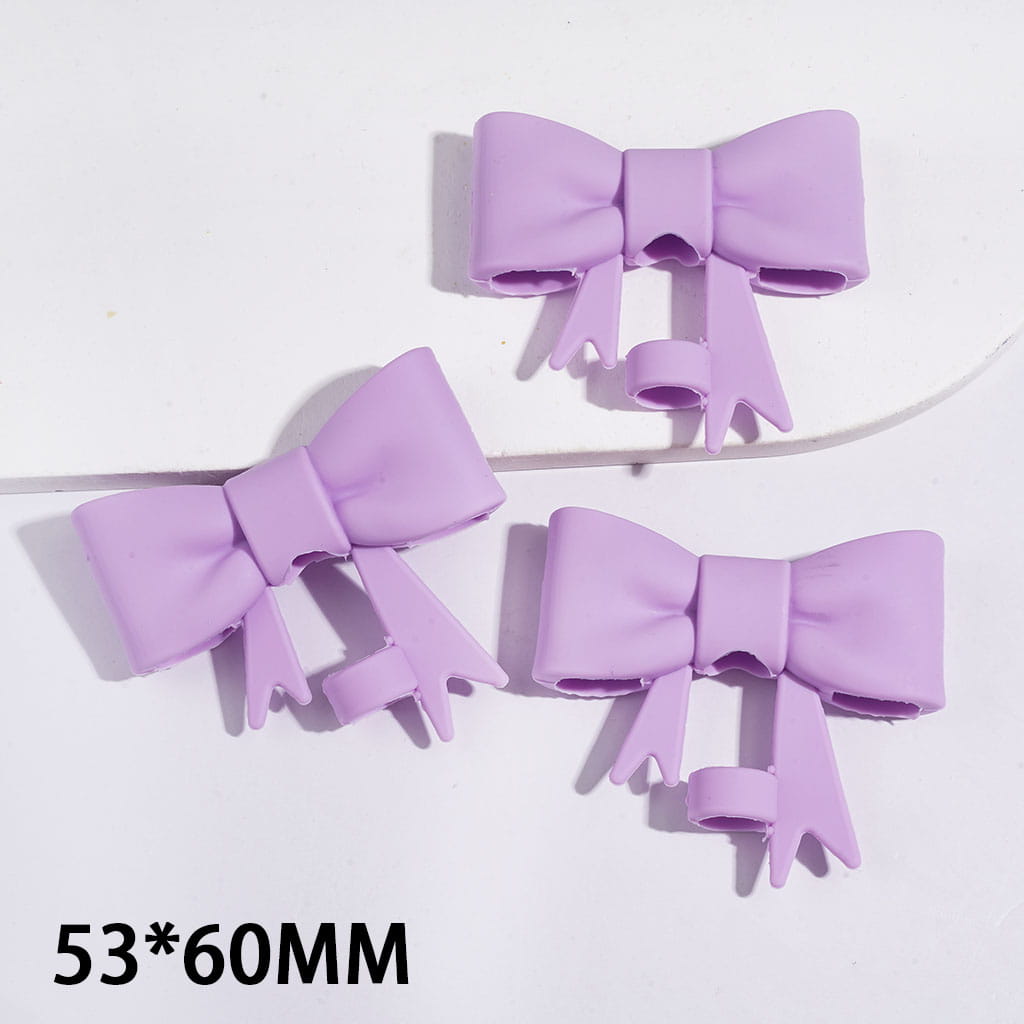 Food Grade Cup Tumbler Silicone Straw Topper Bowknot in Purple, 53*60MM