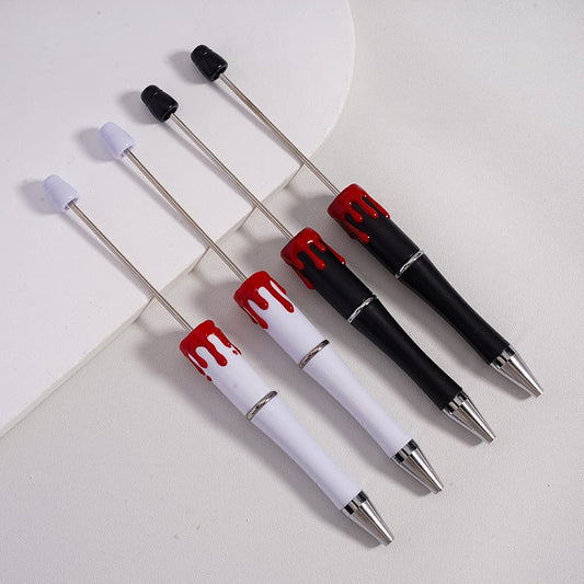 Halloween Beadable Pen Bloody Drip White Pen with Red Blood Design