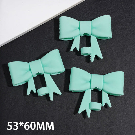 Mint Green Bow Ribbon with Tails Food-Grade Silicone Straw Topper for Cups & Tumblers, 53*60MM