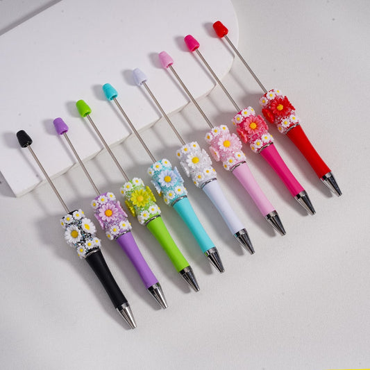 Mini Daisy Flower with Solid Color Design Beadable Sugar Pen