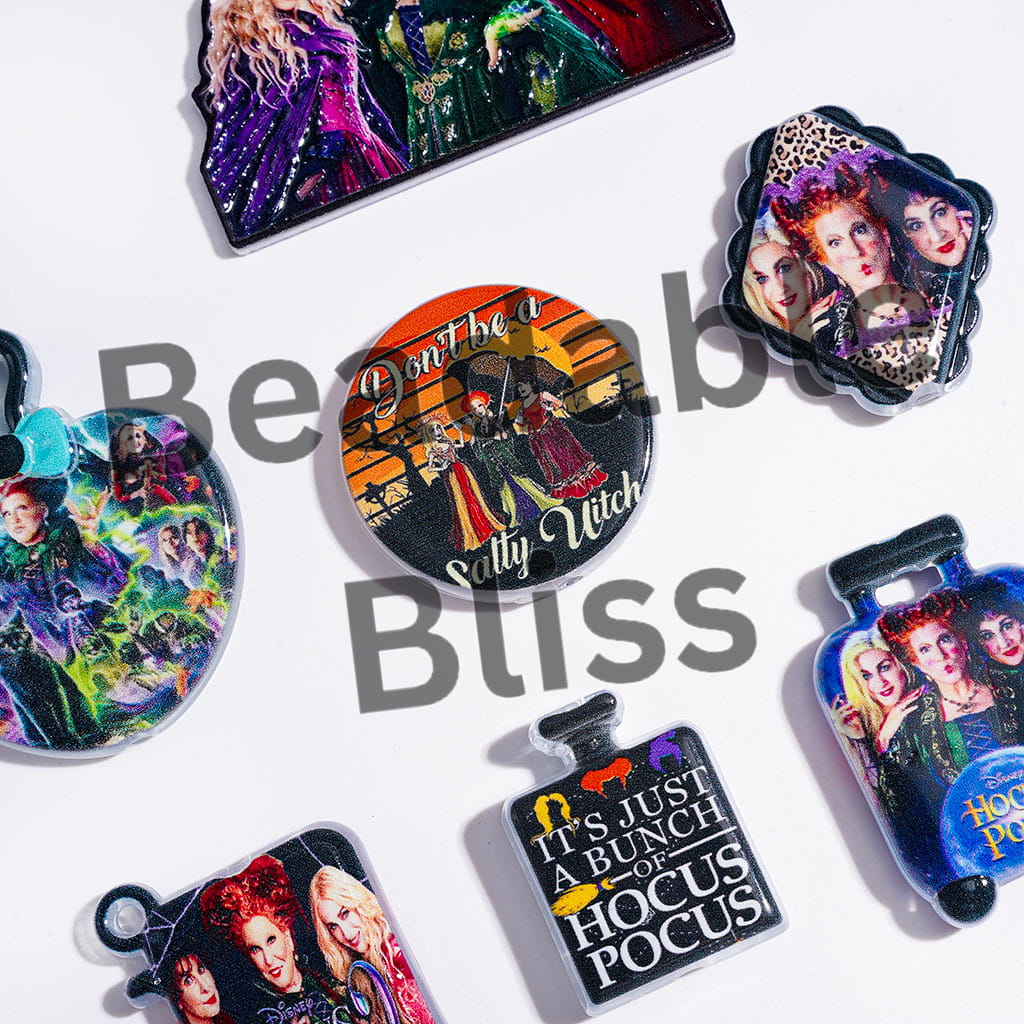 Acrylic Beads and Pendants Spooky Sisters Characters Series, Random Mix