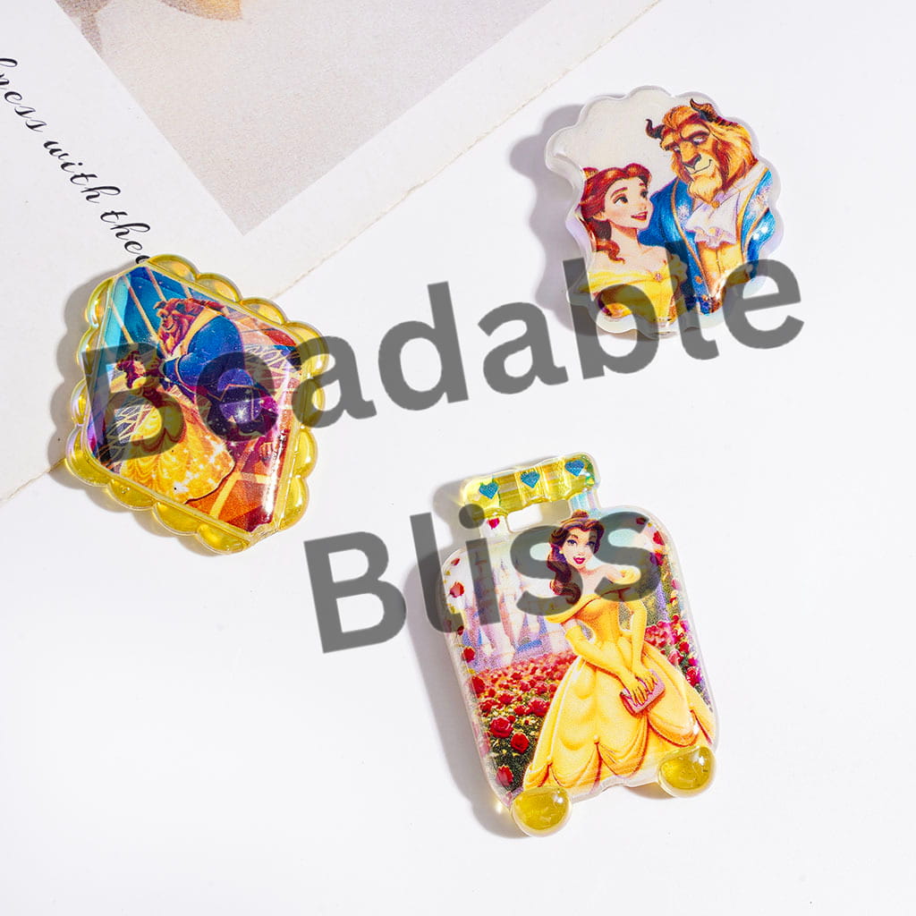 Acrylic Beads and Pendants UV-Coated Beautiful Princess and Wild Beast Characters Series, Random Mix