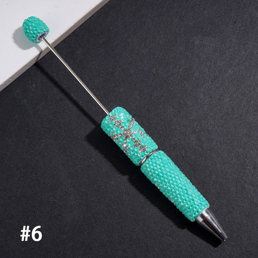 Elegant Snowflake Pattern Rhinestone with Clear Rhinestones Beadable Clay Pens, Multi-Color