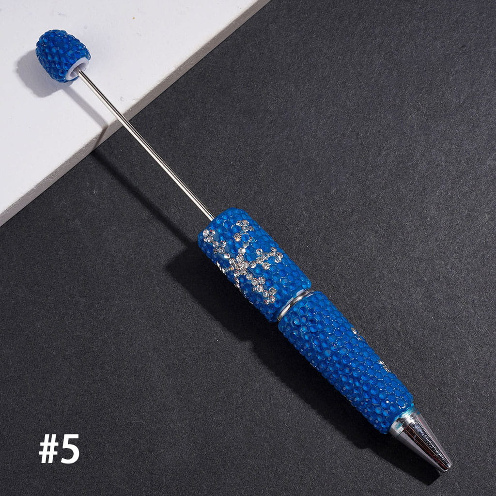 Elegant Snowflake Pattern Rhinestone with Clear Rhinestones Beadable Clay Pens, Multi-Color