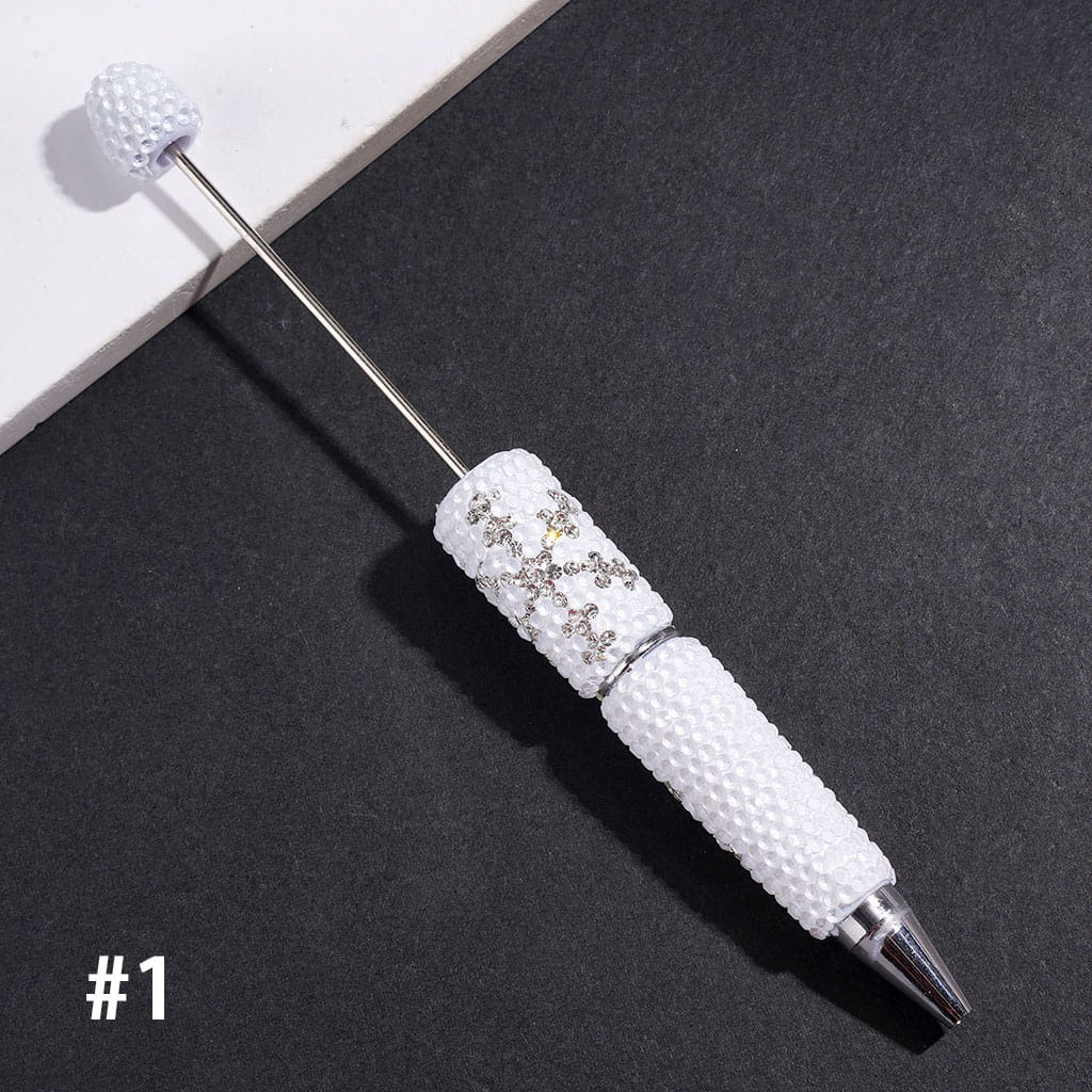 Elegant Snowflake Pattern Rhinestone with Clear Rhinestones Beadable Clay Pens, Multi-Color