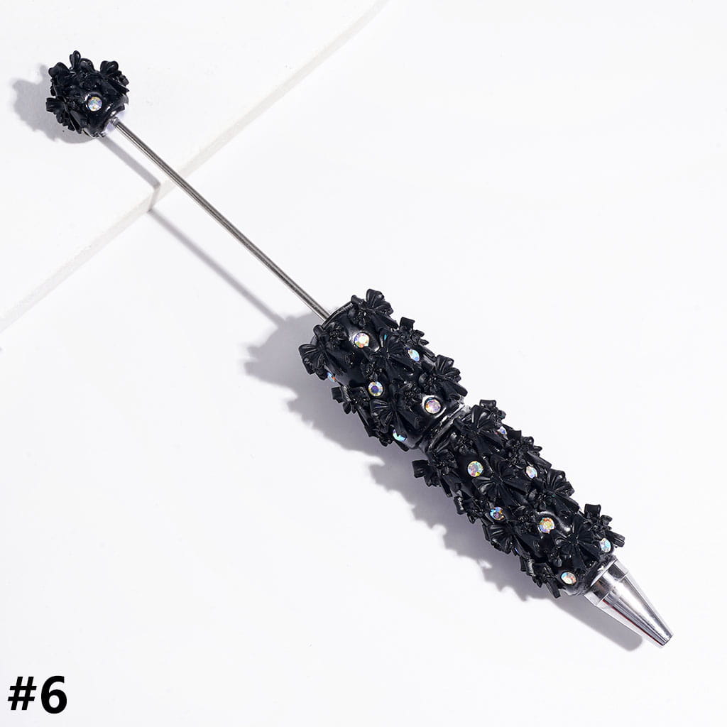 Beadable Clay Pens with Double Layered Bowtie and AB Rhinestones, Multi-Color