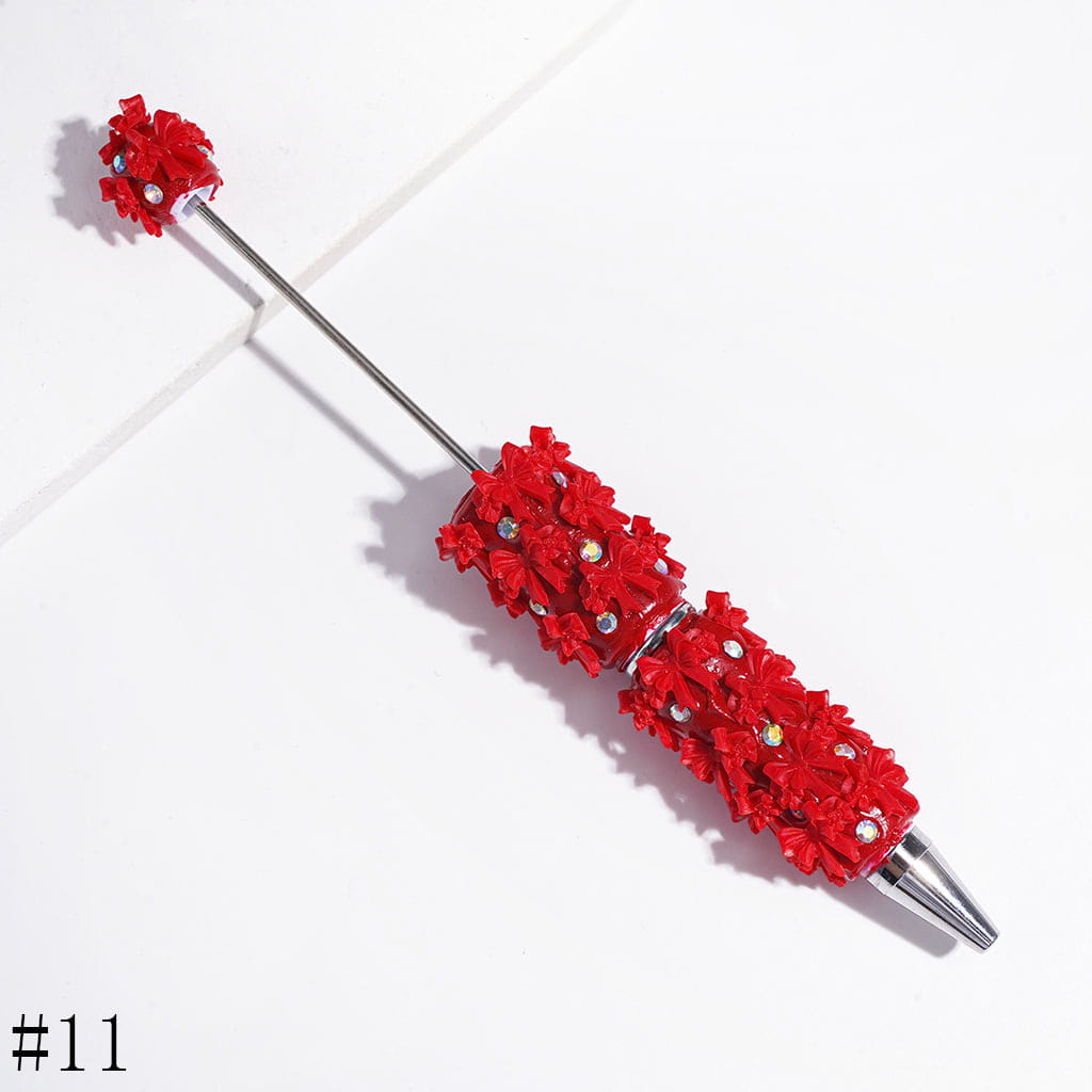 Beadable Clay Pens with Double Layered Bowtie and AB Rhinestones, Multi-Color
