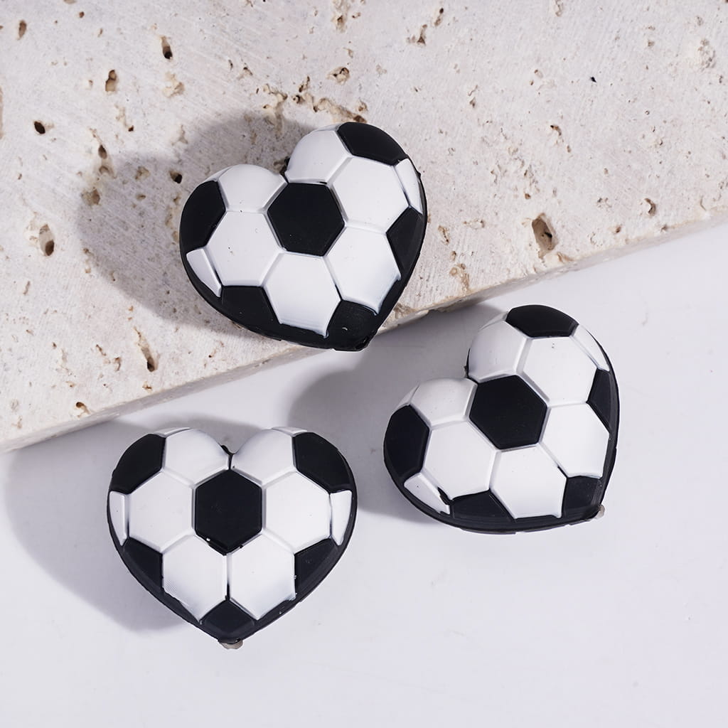 3D Football Soccer Ball Sports Theme Silicone Focal Beads