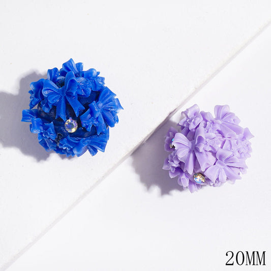 Elegant Double Layered Bowtie Design with Sparkling AB Rhinestone Clay Beads, 18MM-20MM, Multi-Color, Random Mix