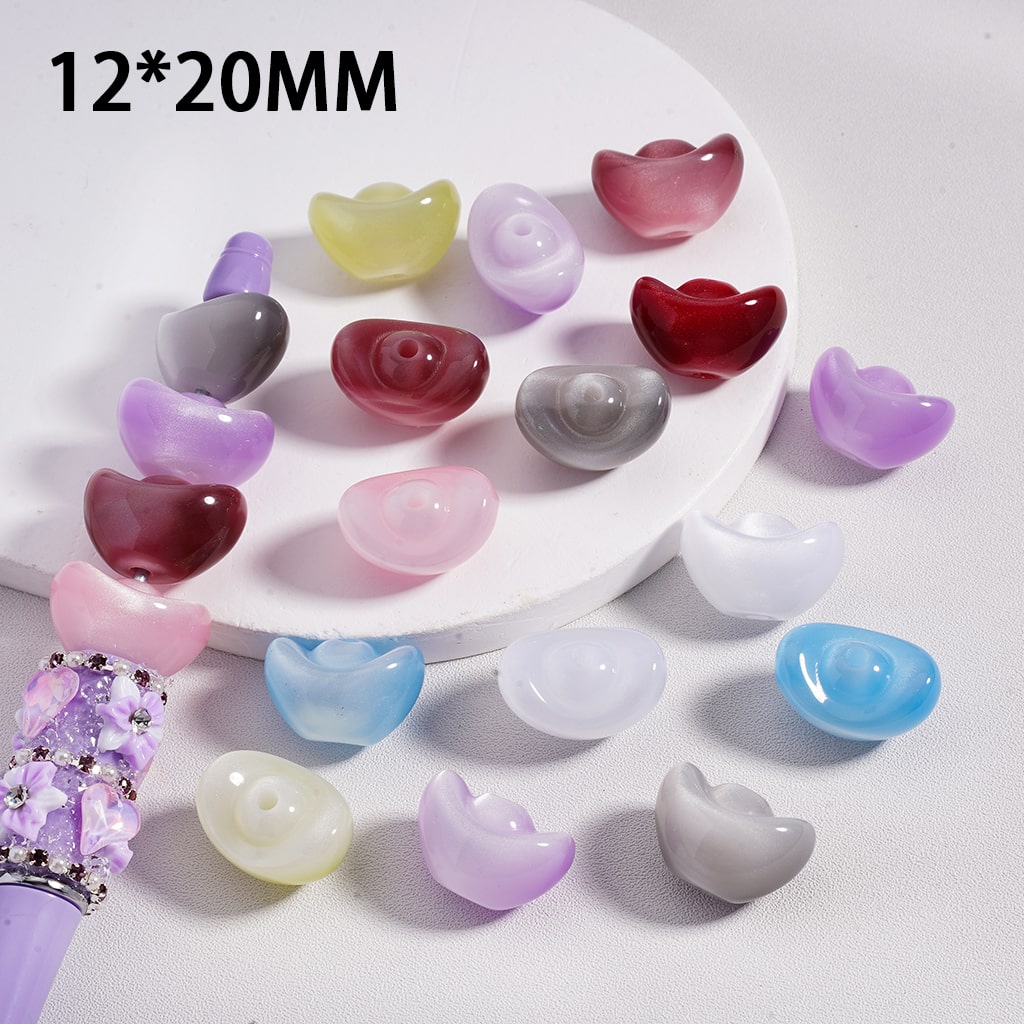 Cute Shoe Shaped Gold Ingot Ombre Colors Acrylic Beads 12*20mm Random Mix