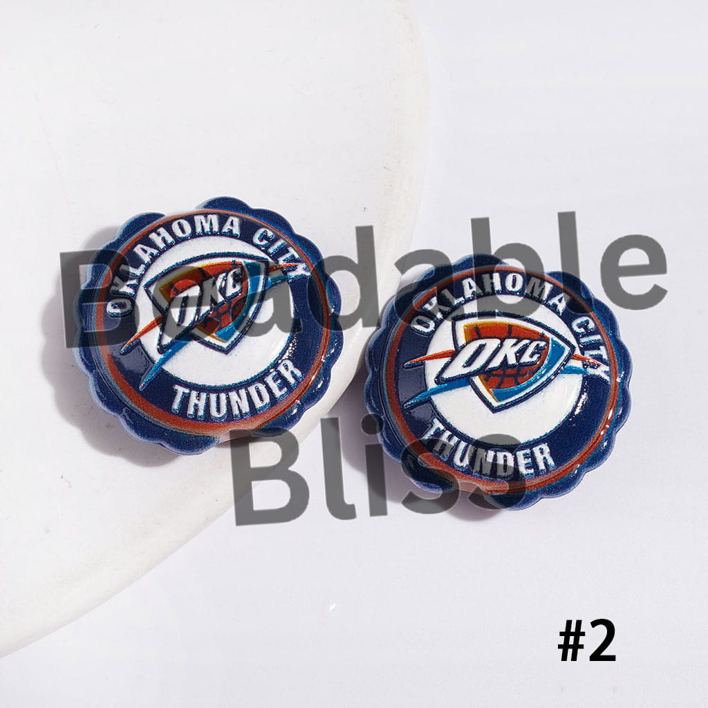 American Basketball Team Series Acrylic Beads, Round Shaped with Wavy Border, 23*25MM