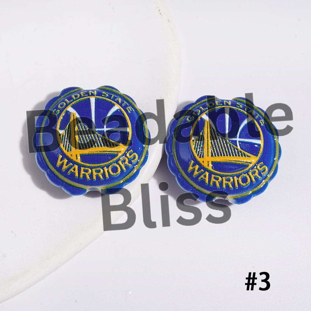 American Basketball Team Series Acrylic Beads, Round Shaped with Wavy Border, 23*25MM