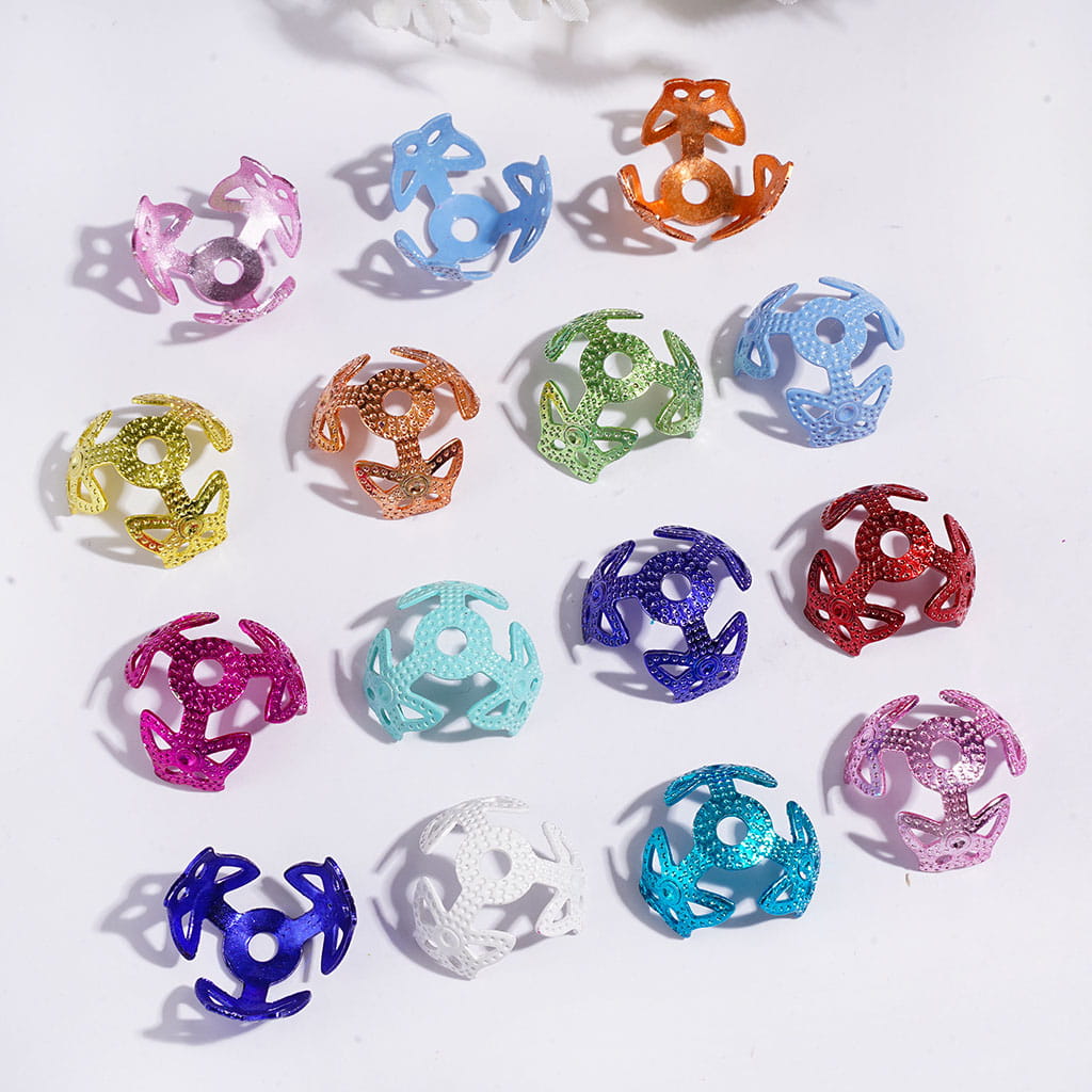 Alloy Bead Cap Cage with Butterflies, Multi Colors, Random Mix (They Fit 16MM Beads)