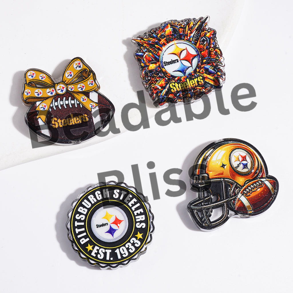 Semi-Clear Acrylic Beads American Football Pittsburgh Team Series, Random Mix