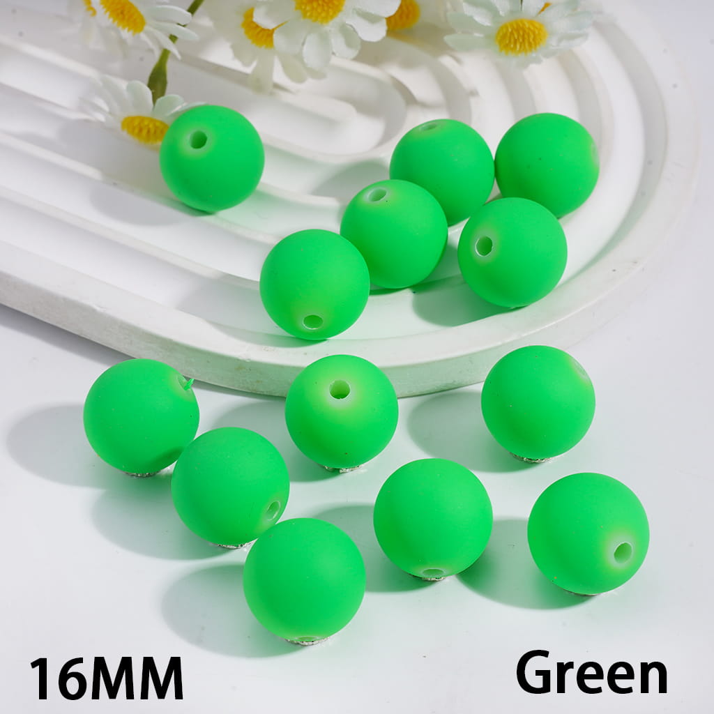 Matte Rubber Touch Paint Round in Neon Colors, Acrylic Beads for Bracelets 16MM