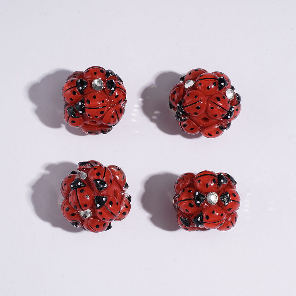 Adorable Tiny Red Ladybugs with Black Spots for DIY Bead Jewelry Accessories, 8*10MM