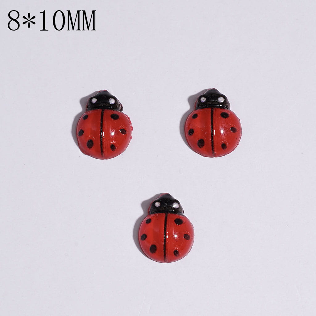 Adorable Tiny Red Ladybugs with Black Spots for DIY Bead Jewelry Accessories, 8*10MM
