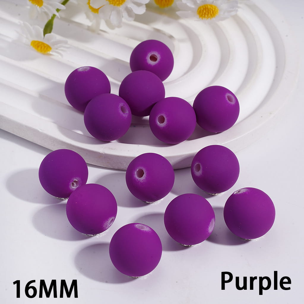 Matte Rubber Touch Paint Round in Neon Colors, Acrylic Beads for Bracelets 16MM