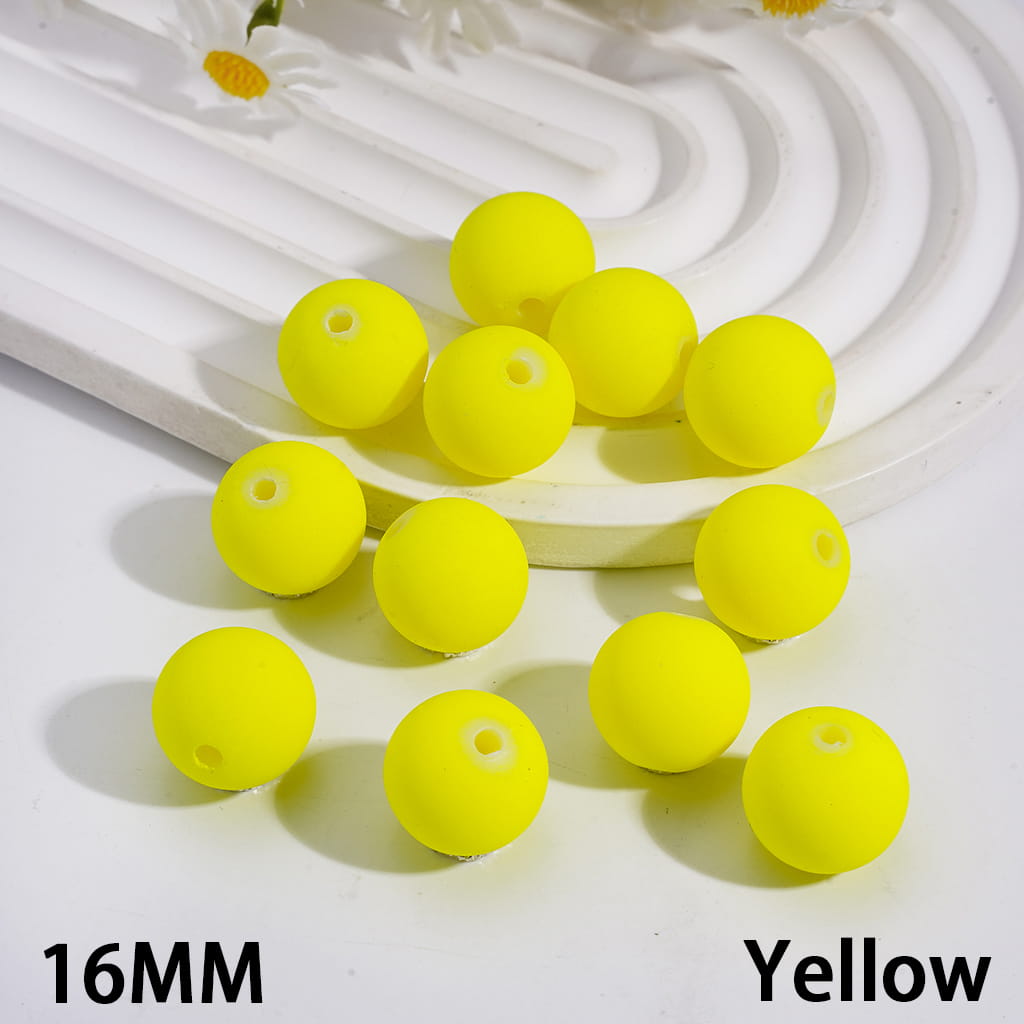 Matte Rubber Touch Paint Round in Neon Colors, Acrylic Beads for Bracelets 16MM
