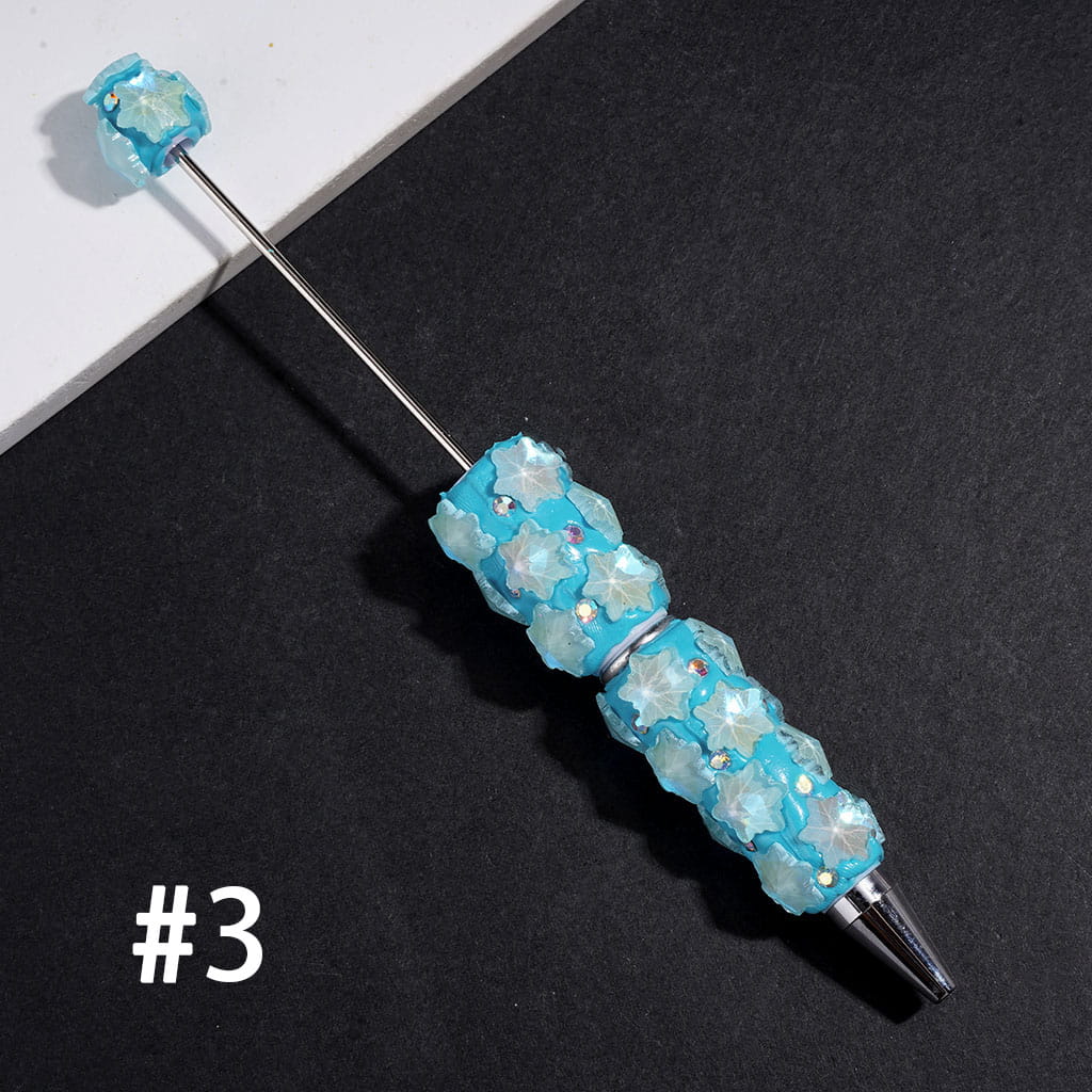 Snowflake Flower Embellishments with AB Rhinestones Beadable Clay Pen, Assorted Colors