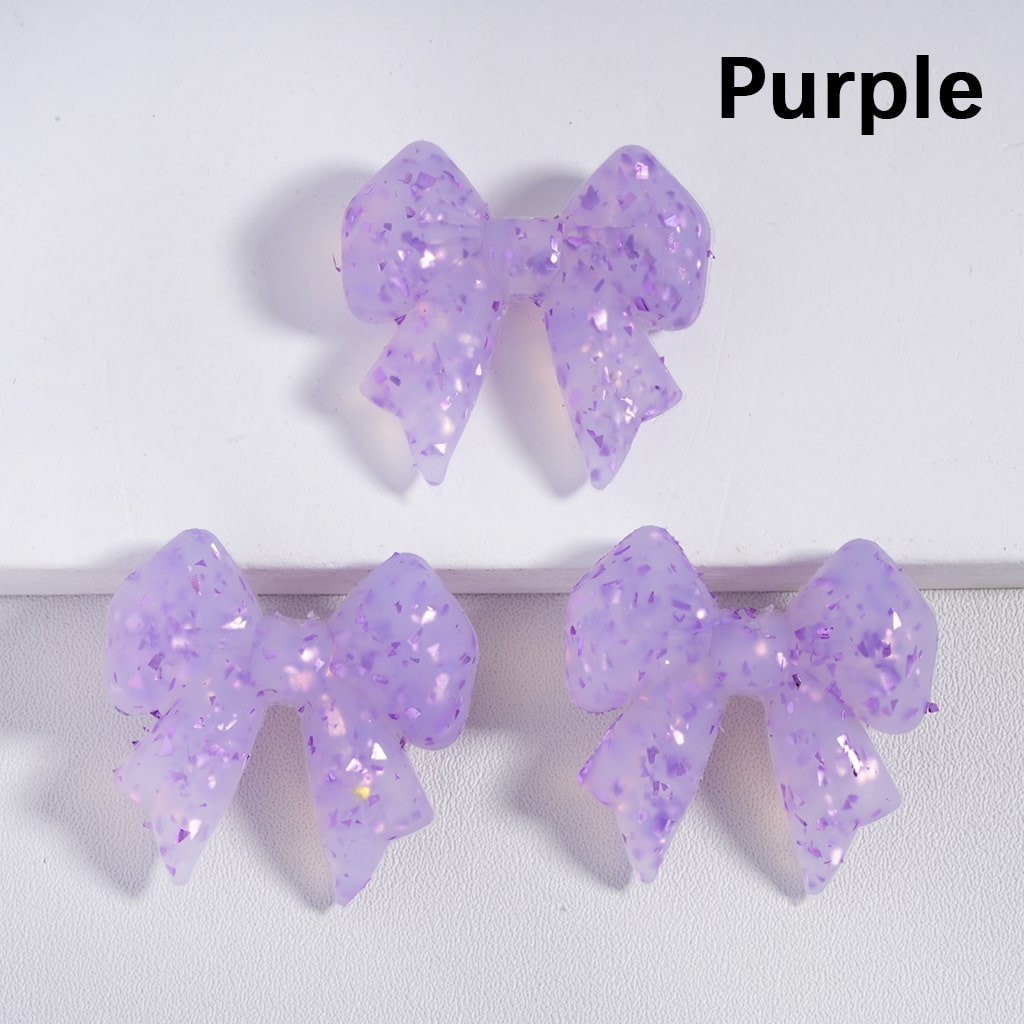 Bowknot Shape with Colorful Flakes Inside Cute Silicone Focal Beads